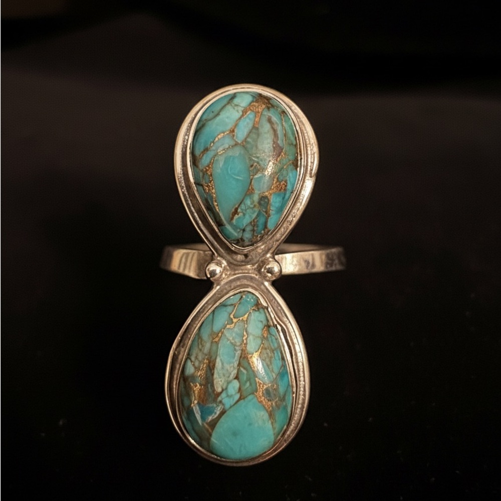 Turquoise and sterling‎ Silver Statement Ring